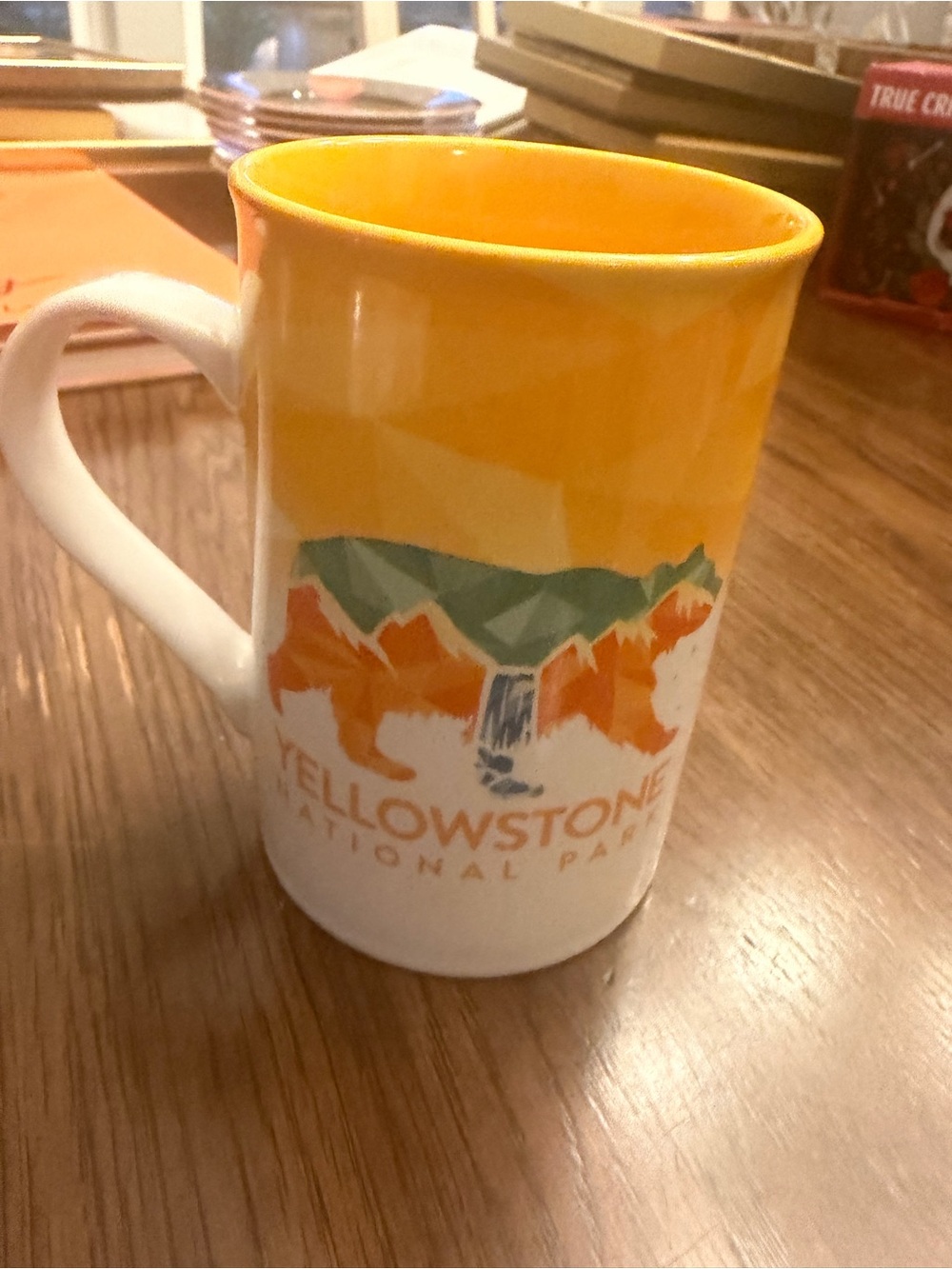 Yellowstone National Park Yellow Ceramic Coffee Mug w box.  National parks.